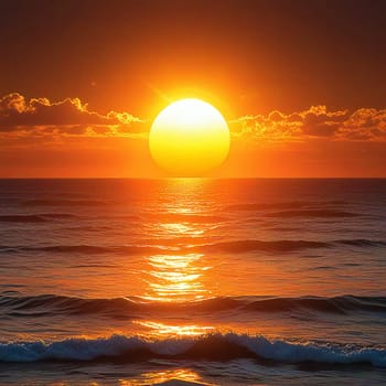 Hot summer sun over the sea. Sunset. High quality photo. Sunset over the water. Dawn. Sun over the ocean. Beach. Summer vacation