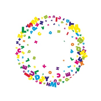 Concept of school background. Colorful childish falling letters of English language. Foreign languages study concept. Back to school banner .