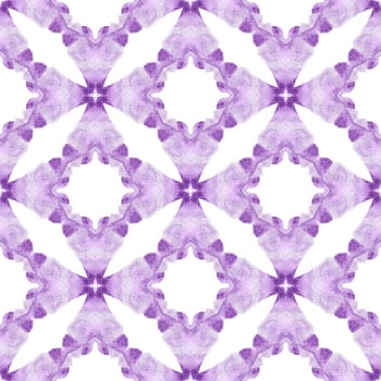 Textile ready exceptional print, swimwear fabric, wallpaper, wrapping. Purple awesome boho chic summer design. Chevron watercolor pattern. Green geometric chevron watercolor border.