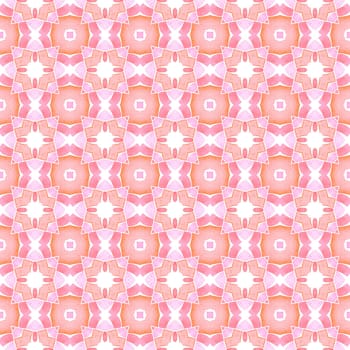 Textile ready extraordinary print, swimwear fabric, wallpaper, wrapping. Orange eminent boho chic summer design. Tiled watercolor background. Hand painted tiled watercolor border.