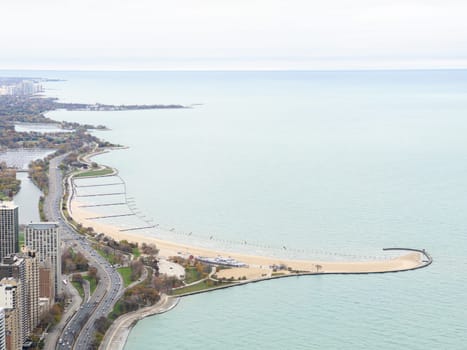 Chicago, Illinois, USA-november 7, 2023-A breathtaking winter panorama of downtown Chicago as seen from the 360 Observation Deck.