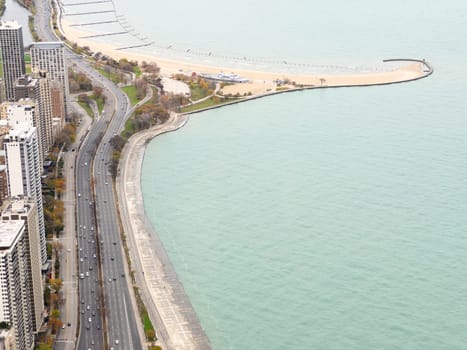 Chicago, Illinois, USA-november 7, 2023-A breathtaking winter panorama of downtown Chicago as seen from the 360 Observation Deck.