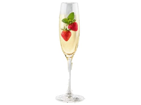 Prosecco Perfection a elegant prosecco flute filled with a bubbly golden liquid surrounded by. Drink isolated on transparent background.