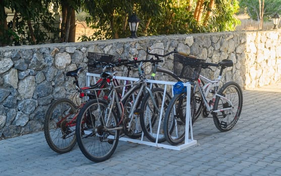Gaziveren Cyprus 05.28.2024 - bicycles near the entrance to the parking lot 3