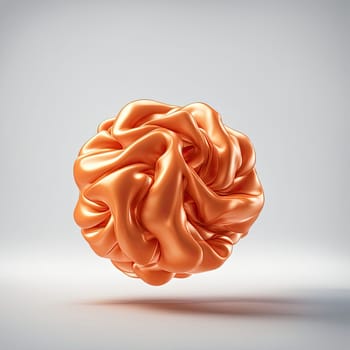 3D rendering of a minimalistic matte inflatable crumpled silicone ball or group of orange colored balls floating in the air on a transparent background . Abstraction isolated on transparent background