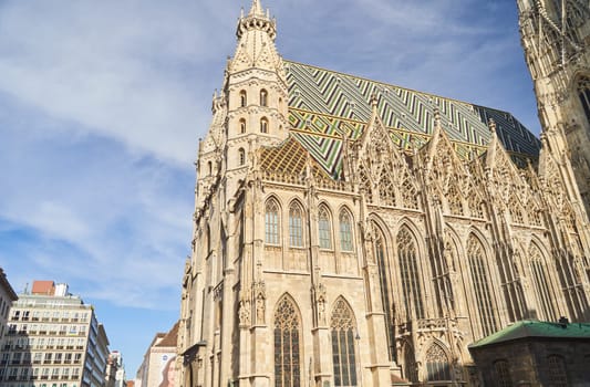 VIENNA, AUSTRIA - 10.10.2022: View from Stephansplatz to St. Stephen's Cathedral in Vienna. High quality photo