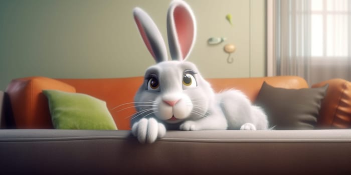 Cartoon Bunny Illustration Lying On A Sofa