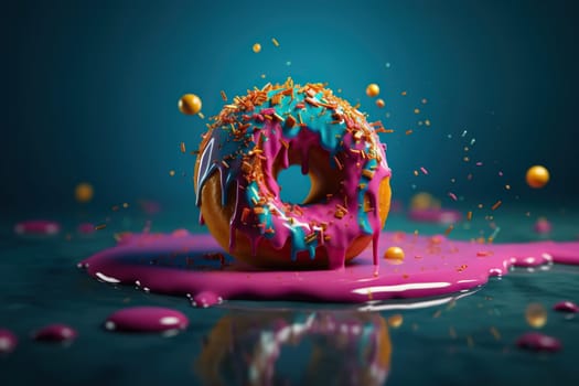 Delicious Colorful Sweet Donut With Pink Icing