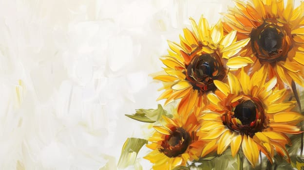 Bright and cheerful sunflowers painting inspired by nature for interior decor and art enthusiasts