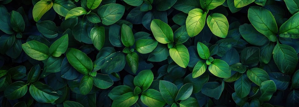 Green leaves on wall with dark background nature's beauty in close up view for fashion and art enthusiasts