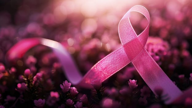 Pink Bokeh Lights for Breast Cancer Awareness Campaign on Dark Background, Radiant Hope.