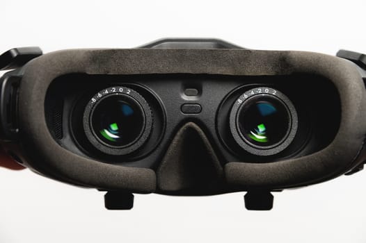 VR virtual reality glasses, all in one device, close-up.