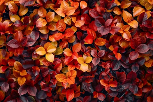 Top view of colorful bright autumn leaves. AI generated.