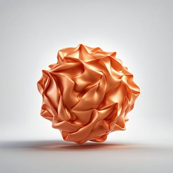 3D rendering of a minimalistic matte inflatable crumpled silicone ball or group of orange colored balls floating in the air on a transparent background . Abstraction isolated on transparent background