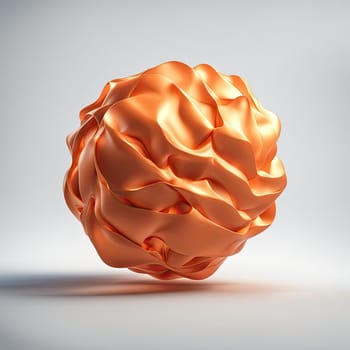 3D rendering of a minimalistic matte inflatable crumpled silicone ball or group of orange colored balls floating in the air on a transparent background . Abstraction isolated on transparent background