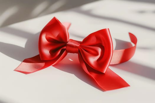 The elegant red bow stands out on the white background, epitomizing beauty and sophistication in its design