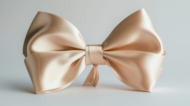 A detailed shot capturing a satin bow placed on a white backdrop, showcasing elegance and sophistication