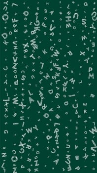 School notebook cover. Colorful childish floating letters of Latin alphabet. Foreign languages study concept. Back to school banner .