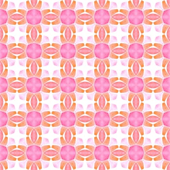 Textile ready adorable print, swimwear fabric, wallpaper, wrapping. Orange beauteous boho chic summer design. Hand drawn green mosaic seamless border. Mosaic seamless pattern.
