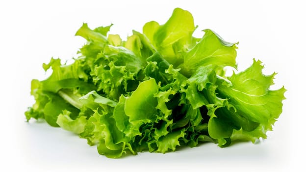 Lettuce leaves isolate on white background. Generative AI, Food.