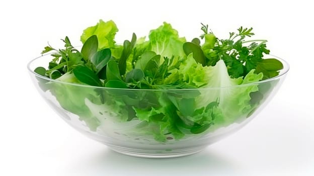 Lettuce leaves isolate on white background. Generative AI, Food.