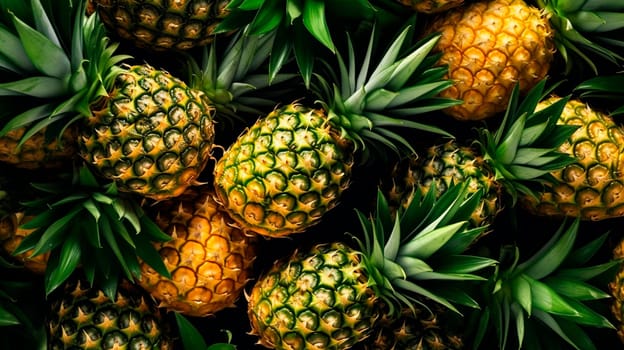 Pineapples a lot background. Generative AI, Food,