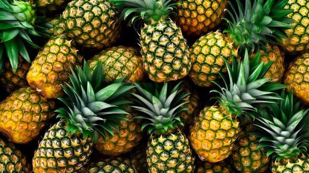 Pineapples a lot background. Generative AI, Food,