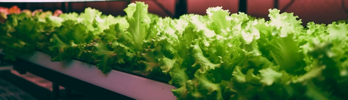 Growing lettuce on racks. Generative AI,