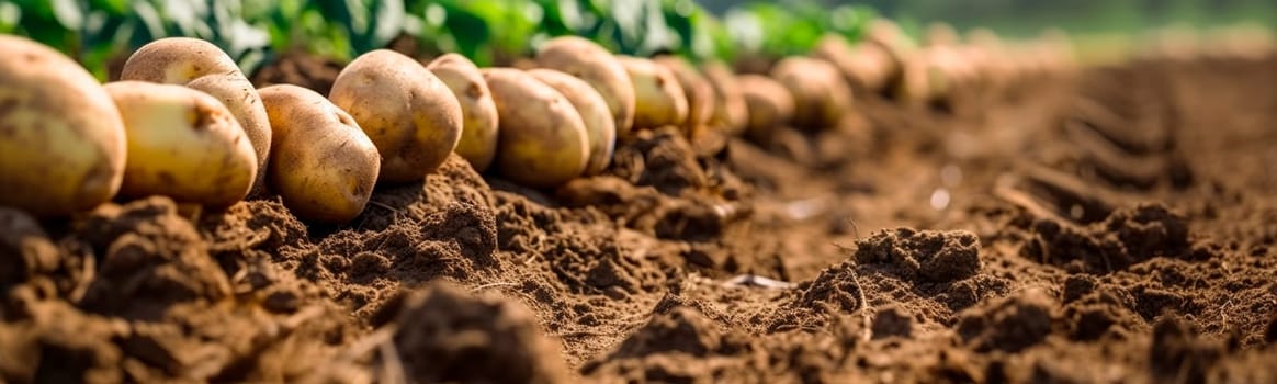 Potato harvest in the garden. Generative AI,