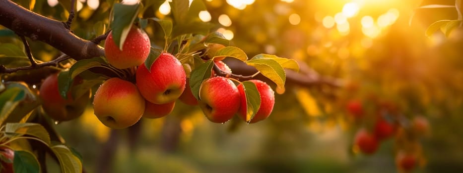 Apples grow on a tree in the harvest garden. Generative Ai, Food.