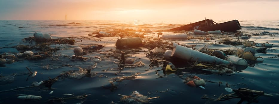 the sea is polluted with garbage. Generative AI, Nature.