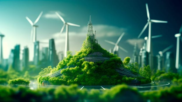 green energy, sustainable industry. The concept of environmental, social management. Generative Ai, nature.
