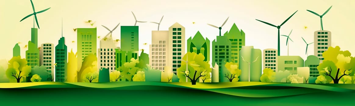 Paper art energy green wind ecology. Generative AI,