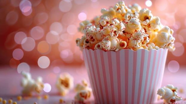 A bowl of popcorn is sitting on a table, ready to be enjoyed as a tasty snack or treat