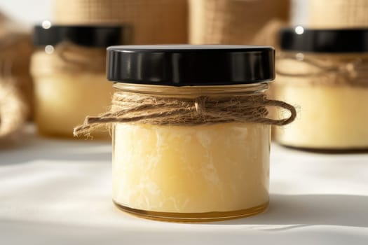 Mockup of Shea Butter Product Packaging in a Jar on a White Backgroun