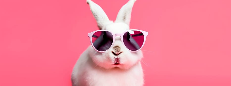 Rabbit with glasses background. Generative AI,