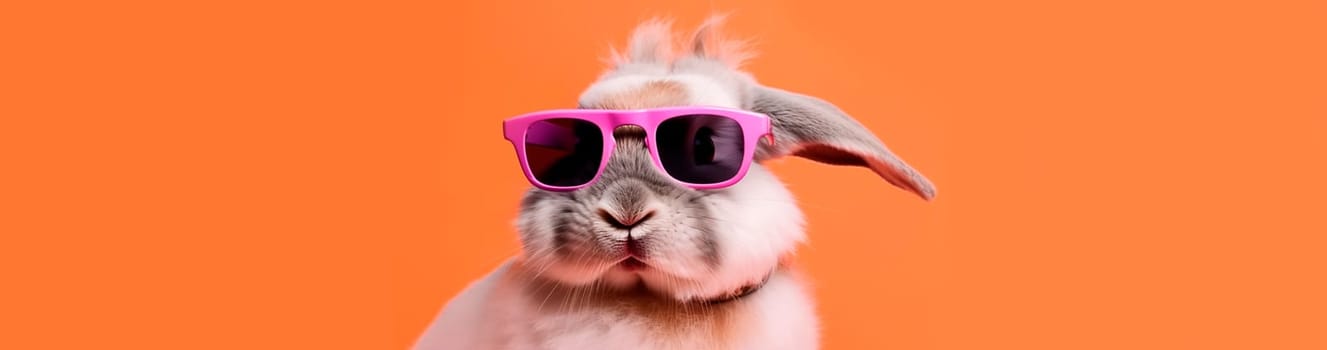 Rabbit with glasses background. Generative AI,