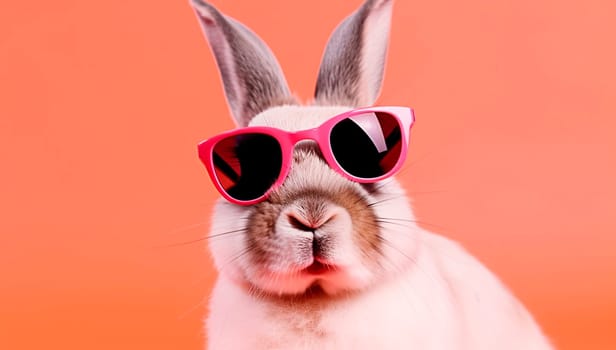 Rabbit with glasses background. Generative AI,