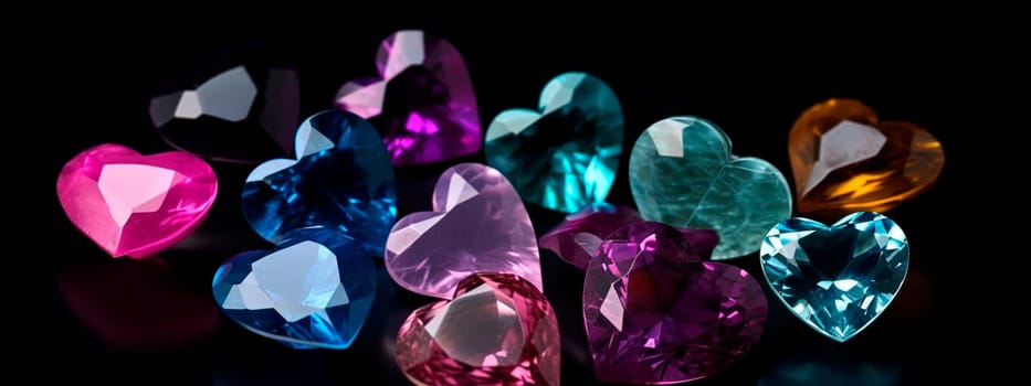 Precious stones on a black background. Generative Ai, Love,