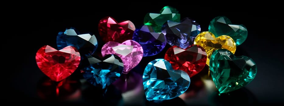 Precious stones on a black background. Generative Ai, Love,