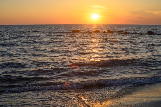 orange sunset over the Mediterranean sea in Cyprus Gaziveren 2