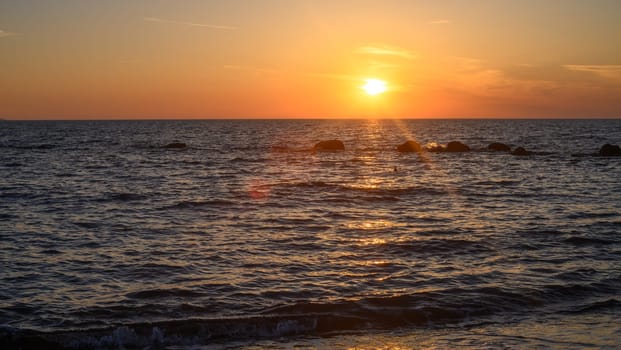 Beautiful sunset over the Mediterranean sea in Gaziveren , Cyprus