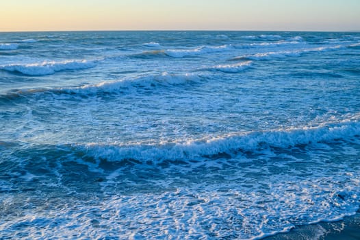 waves and sea foam in the Mediterranean Sea in Cyprus