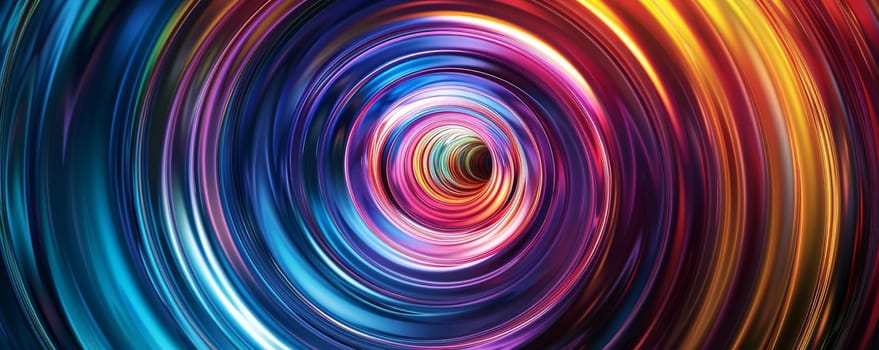 Colorful abstract vortex with swirling neon lights