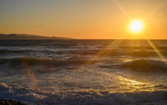 Beautiful sunset shot of a seascape view of and sea coast 2