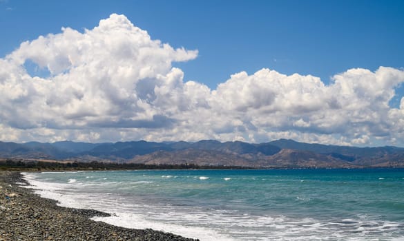 Mediterranean coast view of clouds and mountains 2