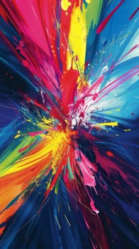 Vivid abstract paint splatter on dark background