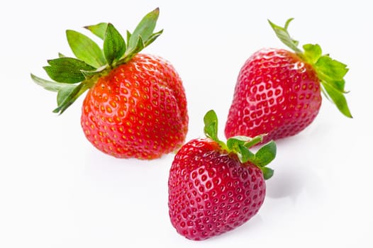 Group of Fresh Strawberries on White background Isolated 2