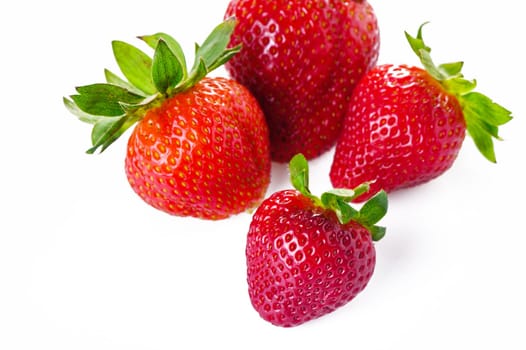 Group of Fresh Strawberries on White background Isolated 3