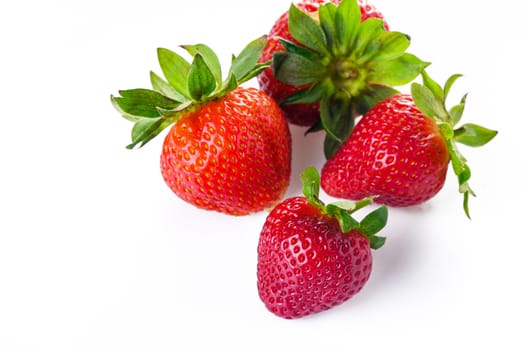 Group of Juicy Strawberry with half sliced isolated on white background. 3